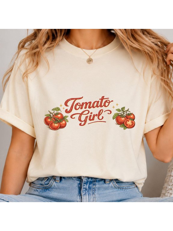 Tomato Shirt Graphic Vegetable Screen Print Tee Clothing Foodie Gardening Gift Aesthetic Cottagecore Clothes Botanical Summer Fruit Farm Top, Vintage Birthday Gift