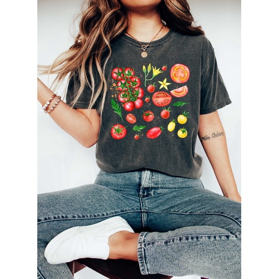 Tomato Shirt, Tomato Girl Summer Tee, Garden Shirt, Farmers Market Tshirt, Gardener T Shirt, Floral Cottagecore Boho Spring Shirt SWEATSHIRT All Size S-5XL