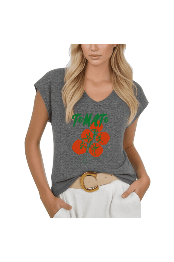 Tomato Shirt Women Graphic Tees Print Tshirt Shirts Dark Gray Tomato Graphic Aesthetic Sleeveless Casual Summer Tee Size S-5XL Tops
