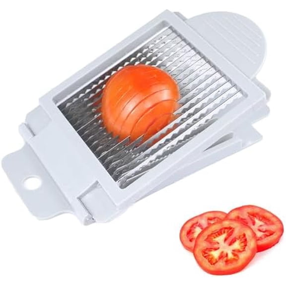 Tomato Slicer with 15 Sharp Blades | Stainless Steel Vegetable & Fruit Cutter | Easy-Grip Handle for Effortless Slicing | Lightweight Time-Saving Kitchen Tool$$Home Decor, Kitchen, & Other