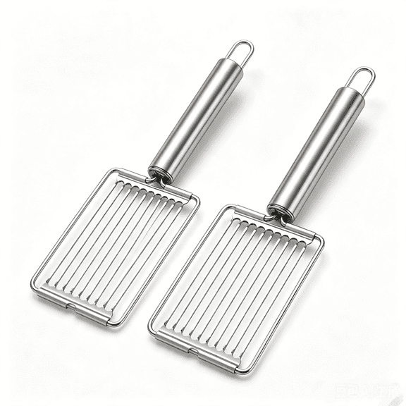 Tomato Slicer, 7.9 Inch Stainless Steel Multi Blade Cutter, Serrated Fruit Vegetable Ham Cheese Slicing Tool for Kitchen Salad Sandwich Prep, Silver2 pack