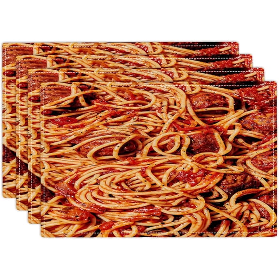 Tomato Spaghetti Set of 4 Italian Pasta Table Mats Washable Place Mats for Home Party Indoor Kitchen Dining Table Decoration 12x18 Inch