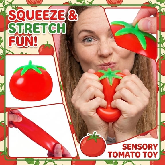 Tomato Squishies Featuring Realistic Food Design Vibrant Kawaii Vegetable Squeeze for Tactile Satisfaction, Fidgeting and Stocking StuffersRed