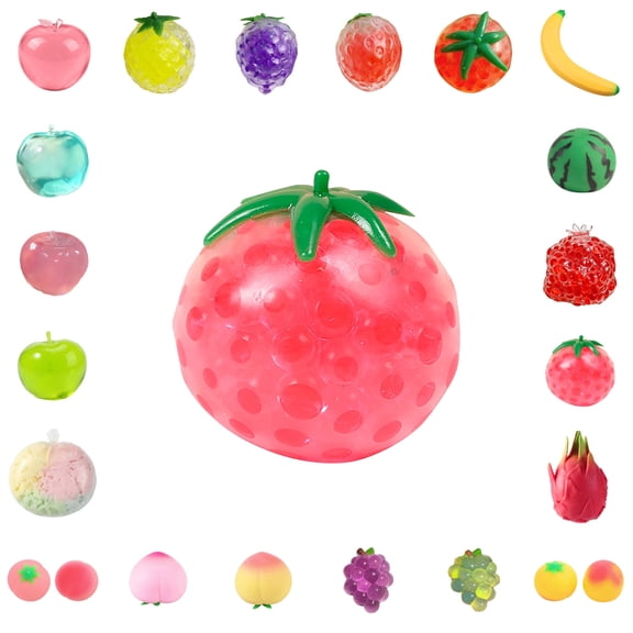 Tomato Squishy Stress Relief Toy Slow Rising Soft Squeeze Ball Fruit Sensory Fidget Toy for Anxiety ADHD Autism Kids Adults Portable Hand Therapy Stress Ball
