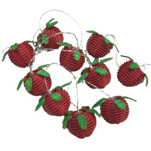 Tomato String Lights, Battery Operated LED Fairy Lights with Waterproof Battery Box, Handwoven Tomato Garland for Farmhouse Kitchen, Shelf, Patio and Home Decor