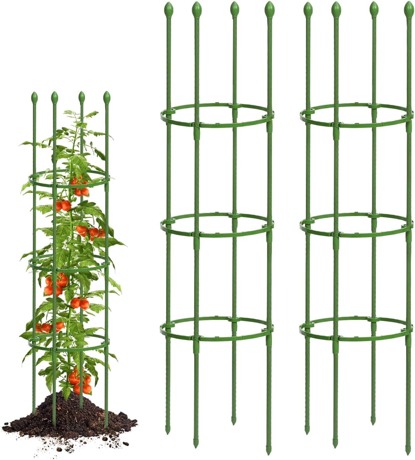 Tomato Support Cages 2 Pack, Adjustable Tomato Trellis Up to 59 Inch for Garden & Pots, Small Plant Cages, Plant Support for Climbing Vegetables, Flowers, Beans, Cucumber, Peony