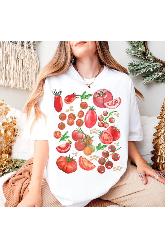 Tomato T-Shirt, Fruit Shirt, Botanical Shirt, Cottagecore Clothing Vegan Shirt, Garden Shirt Vegetable Shirt,Aesthetic Clothes TH220554