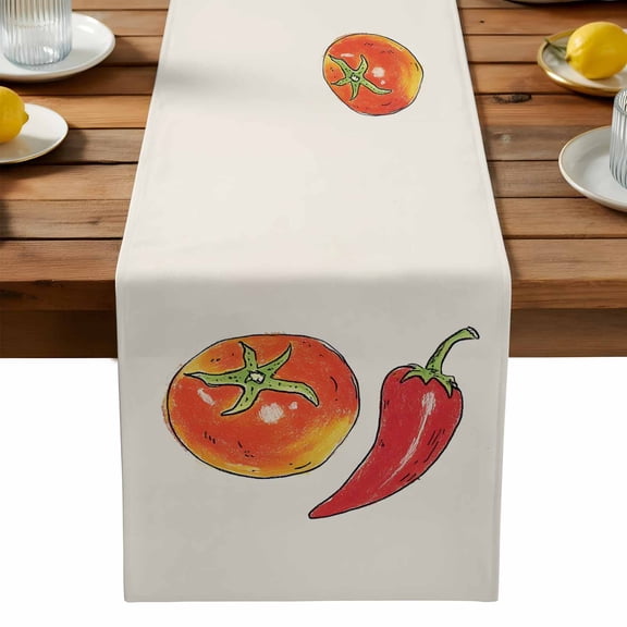 Tomato Table Runner, Chili Kitchen Table Runners Dress Scarves for Table Decorations Party/Restaurant/Indoor Outdoor Use, 13x36in