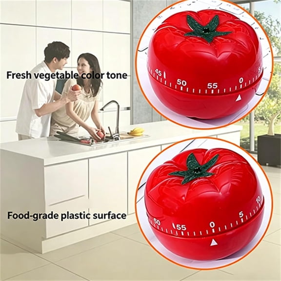 Tomato Timer Pomodoro, Tomato Kitchen Timer, Manual Mechanical Twist Timers, Cute Tomatoes Shaped Countdown Timer, for Oven Cooking Classroom Restroom (Large)