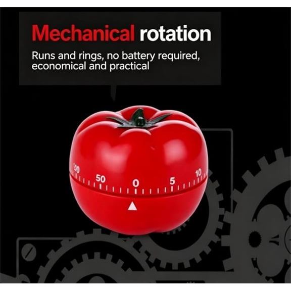 Tomato Timer Pomodoro, Tomato Kitchen Timer, Manual Mechanical Twist Timers, Cute Tomatoes Shaped Countdown Timer, for Oven Cooking Classroom Restroom (S)