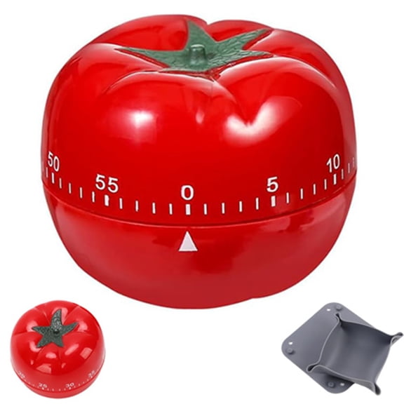 Tomato Timer Pomodoro, Tomato Kitchen Timer, Manual Mechanical Twist Timers, Cute Tomatoes Shaped Countdown Timer, for Oven Cooking Classroom Restroom