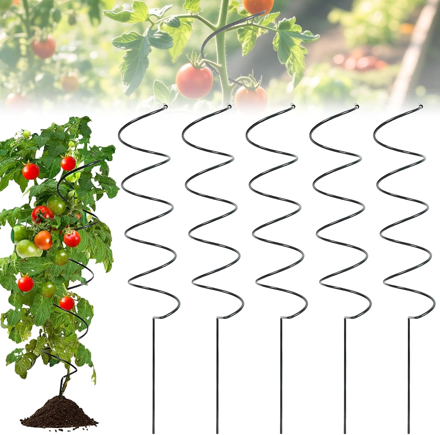 Tomato Twist Stake, 2025 New Climbing Plant Stake Tower Plant Supports Multipack, Upgrade Spiral Tomato Cages Climbing Plant Stakes Garden Plant Supports Frame 5PCS