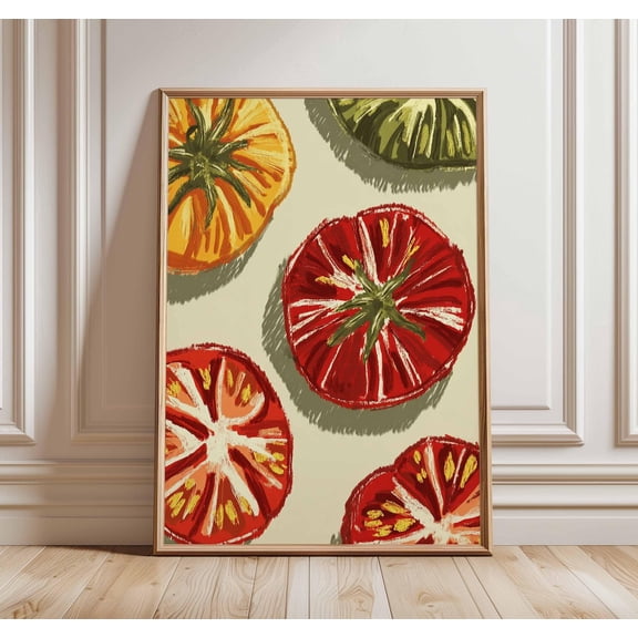 Tomato Wall Art Print, Colorful Vegetable Kitchen Poster, Unframed Paper Poster 24x36in