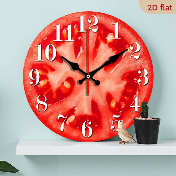 Tomato pattern.1 pc wall clock.Accurate timing, frameless design, simple and elegant. Silent movement, silent walking, healthy sleep every day,10*10inch.
