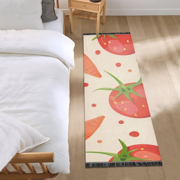 Tomatoes Carrots Dots Bedside Runner Rug 2'x 6' Non Slip Carpet Floor Mat Area Rug