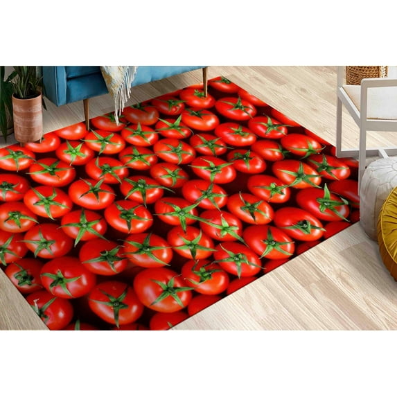 Tomatoes Rug, Red Rug, Chef Rugs, Modern Rugs, Step Rug, Thick Rug, Colorful Rug, Home Decor Rug, Thin Rug, Office Decor Rug, Kitchen Rug, 2'x3' - 60x90 cm