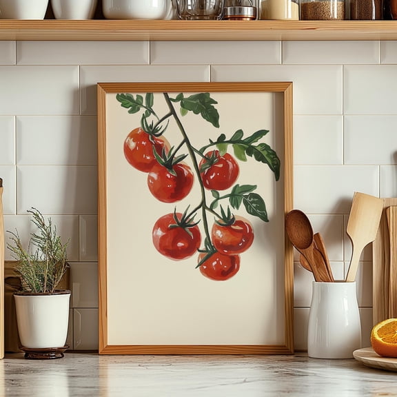 Tomatoes Rustic , Vegetables Art Print, Tomato Artwork, Vintage Kitchen Wall Decor, Modern Farmhouse JPEG, Unframed Canvas 8x10in
