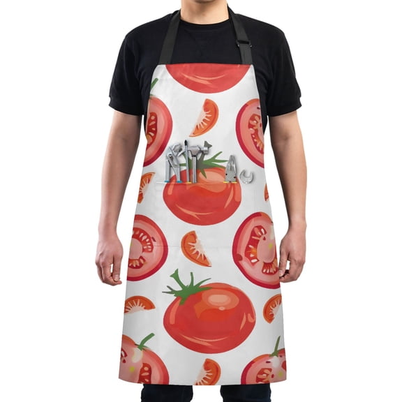 Tomatoes Slices Kitchen Apron with 2 Pockets Adjustable waterproof Cooking Aprons for Women Men Chef