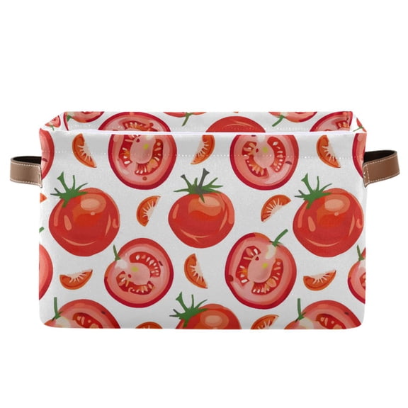 Tomatoes Slices Storage Bins with Handle Fabric Organizer Basket Foldable Box 1 Pack 14.2x10.2x8.3