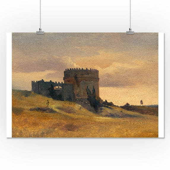 The Tomb of Cecaelia Metella - Masterpiece Classic - Artist: Leon-Francois-Antoine Fleury c. 1830 (16x24 Giclee Gallery Print, Wall Decor Travel Poster)
