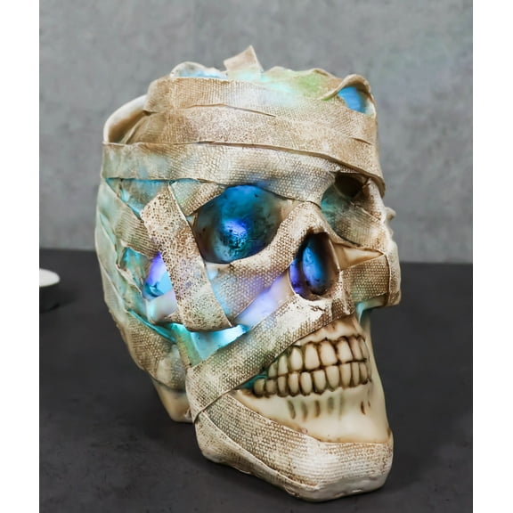 Tomb Of Egypt Mummy Sarcophagus Skull With Multicolor Glowing LED Light Figurine