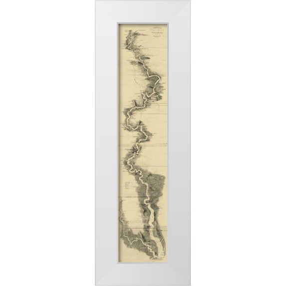 Tombleson 10x32 White Modern Wood Framed Museum Art Print Titled - Panoramic Map of the Thames