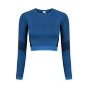Tombo Womens Seamless Panelled Long Sleeve Crop Top