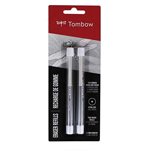 Tombow 57316 Mono Zero Eraser Refills, Round 2.3mm, 2-Pack