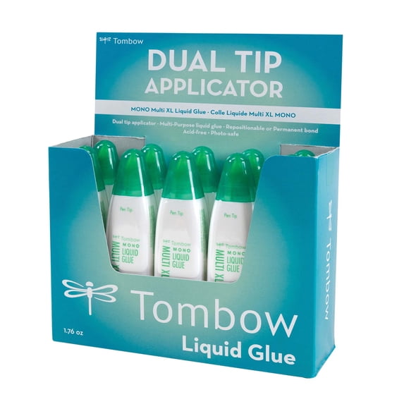 Tombow 52195 MONO Multi XL Liquid Glue, 1.76 Ounce Each, 10-Pack. Value Size, Multi-Purpose Glue with Dual Tip Dispenser