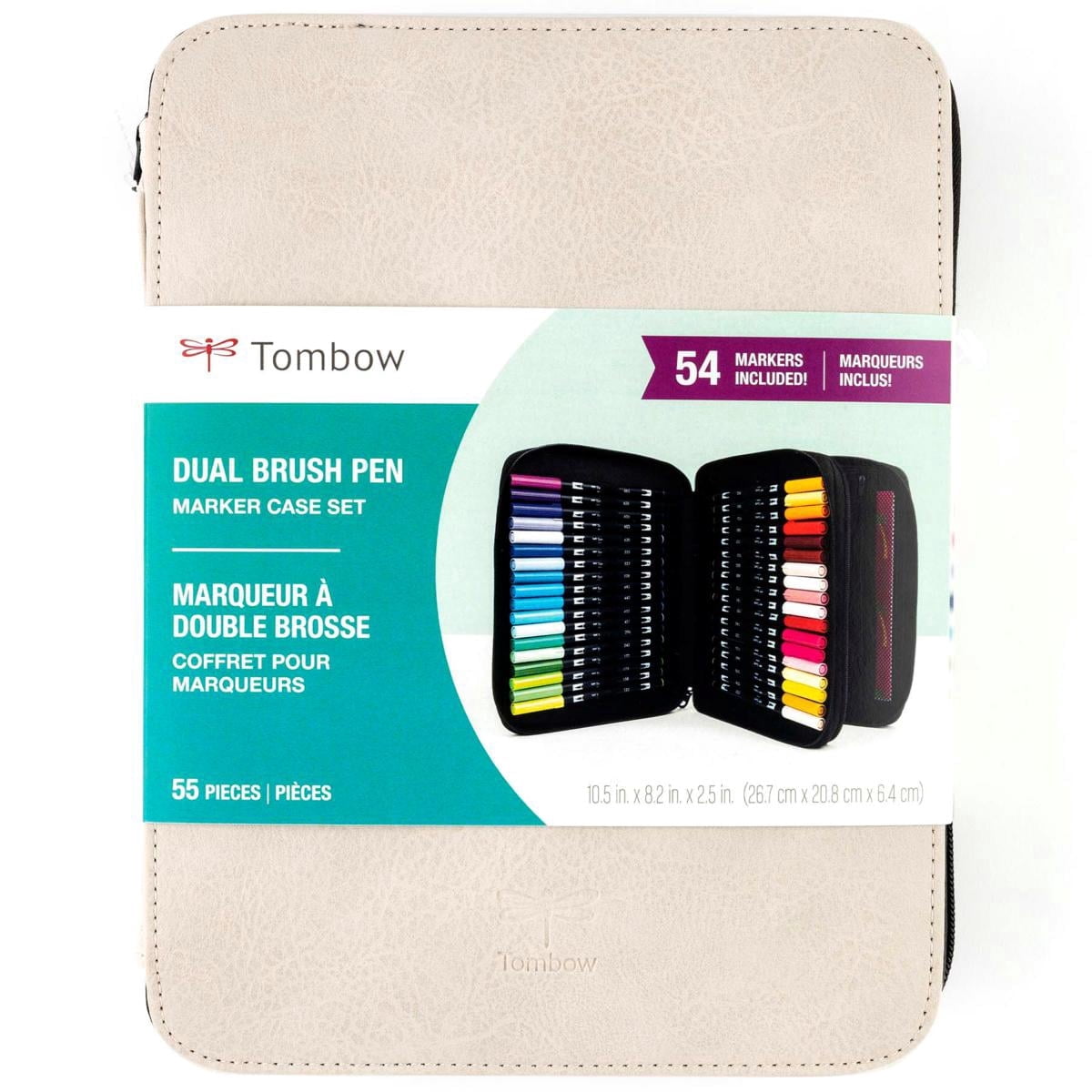 Tombow 54 PC Dual Brush Pen Art Marker Set in Oyster Marker Storage Case