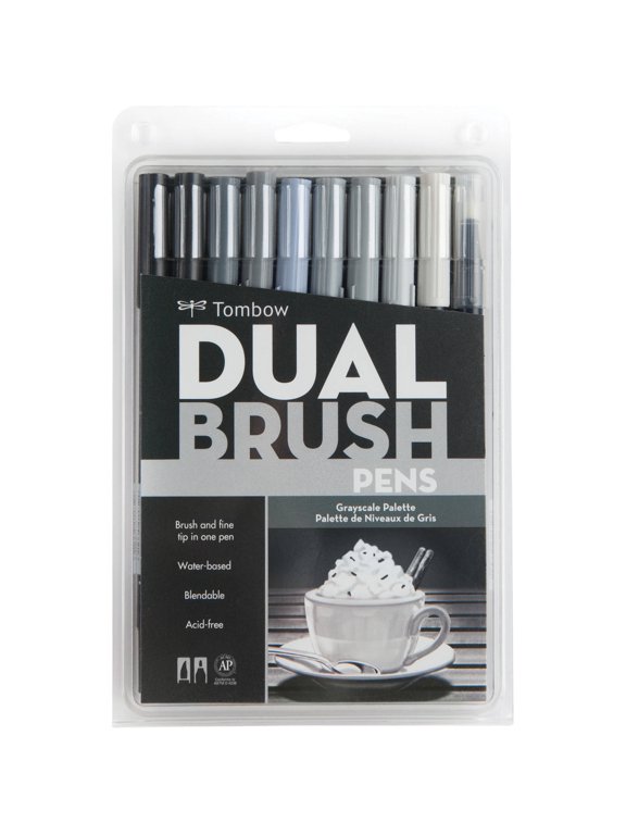 56171 Dual Brush Pen Art Markers, Grayscale, 10-Pack