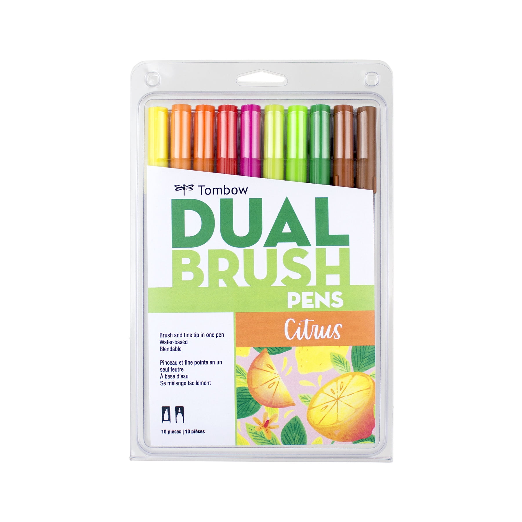 Tombow 56196 Dual Brush Pen Art Markers, Citrus, 10-Pack - Walmart.com