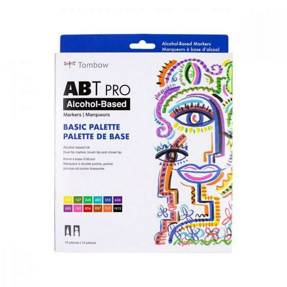 Tombow ABT PRO Alcohol Markers - Basic Palette, Set of 12