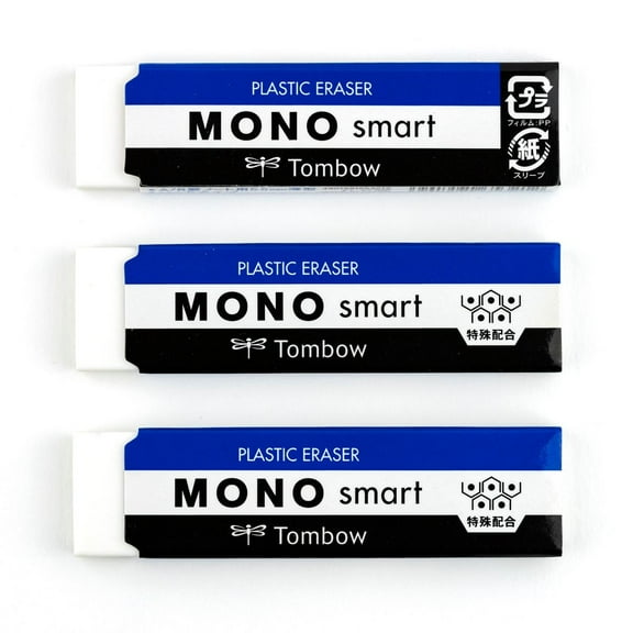 Tombow 72477 MONO Smart Eraser, 3-Pack. Ultra-Slim Plastic Eraser Perfect for Precision Erasing