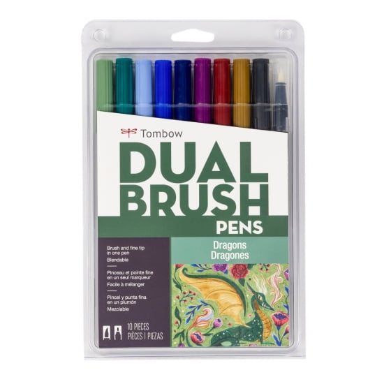 Tombow Dual Brush Pen Art Markers, Dragons, 10-Pack