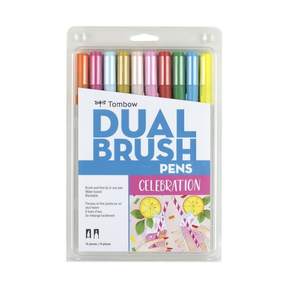 Tombow Dual Brush Pen Set, 10-Colors, Celebration