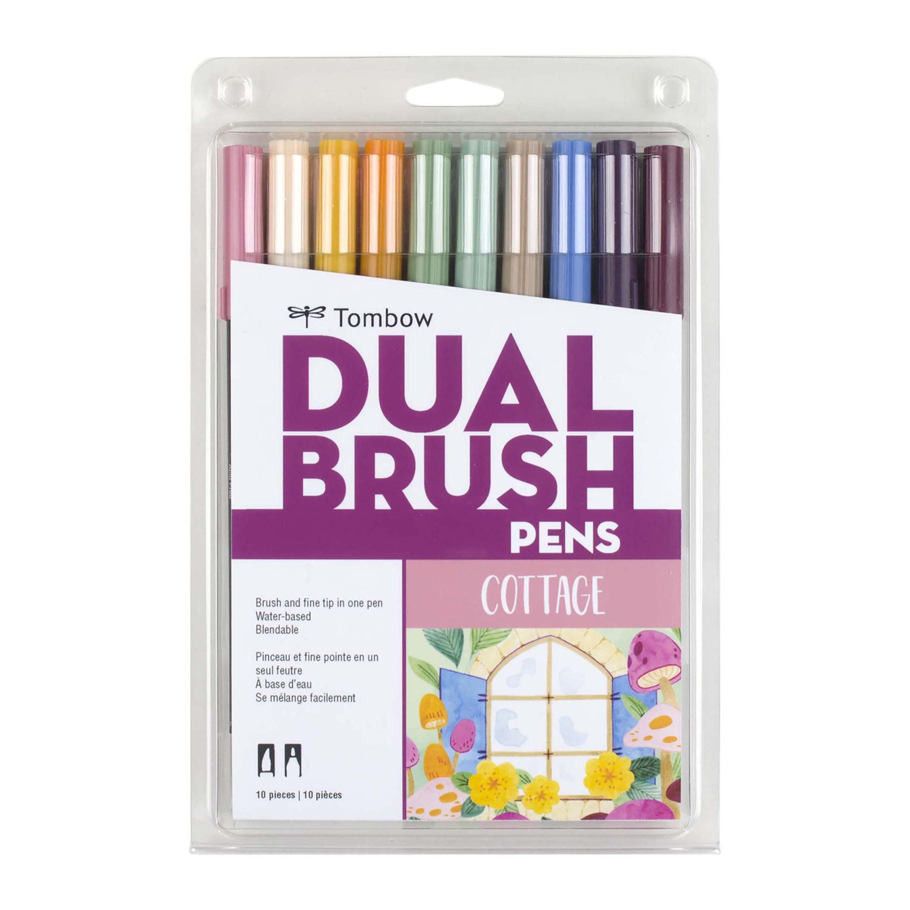 Tombow Dual Brush Pen Set, 10-Colors, Cottage