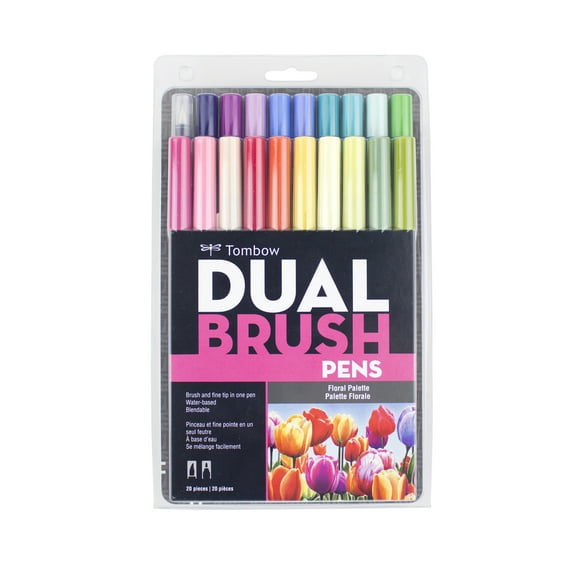 Tombow Dual Brush Pen Set, 20-Colors, Floral Palette