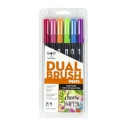 Tombow Dual Brush Pens, Dual-Tip Art Markers, Bright Color Palette, 6-Pack