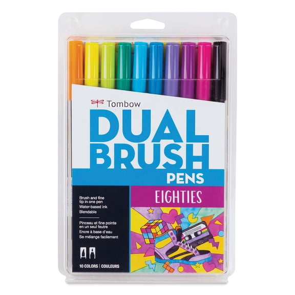 Tombow Dual Brush Pens - Set of 10, Eighties Colors