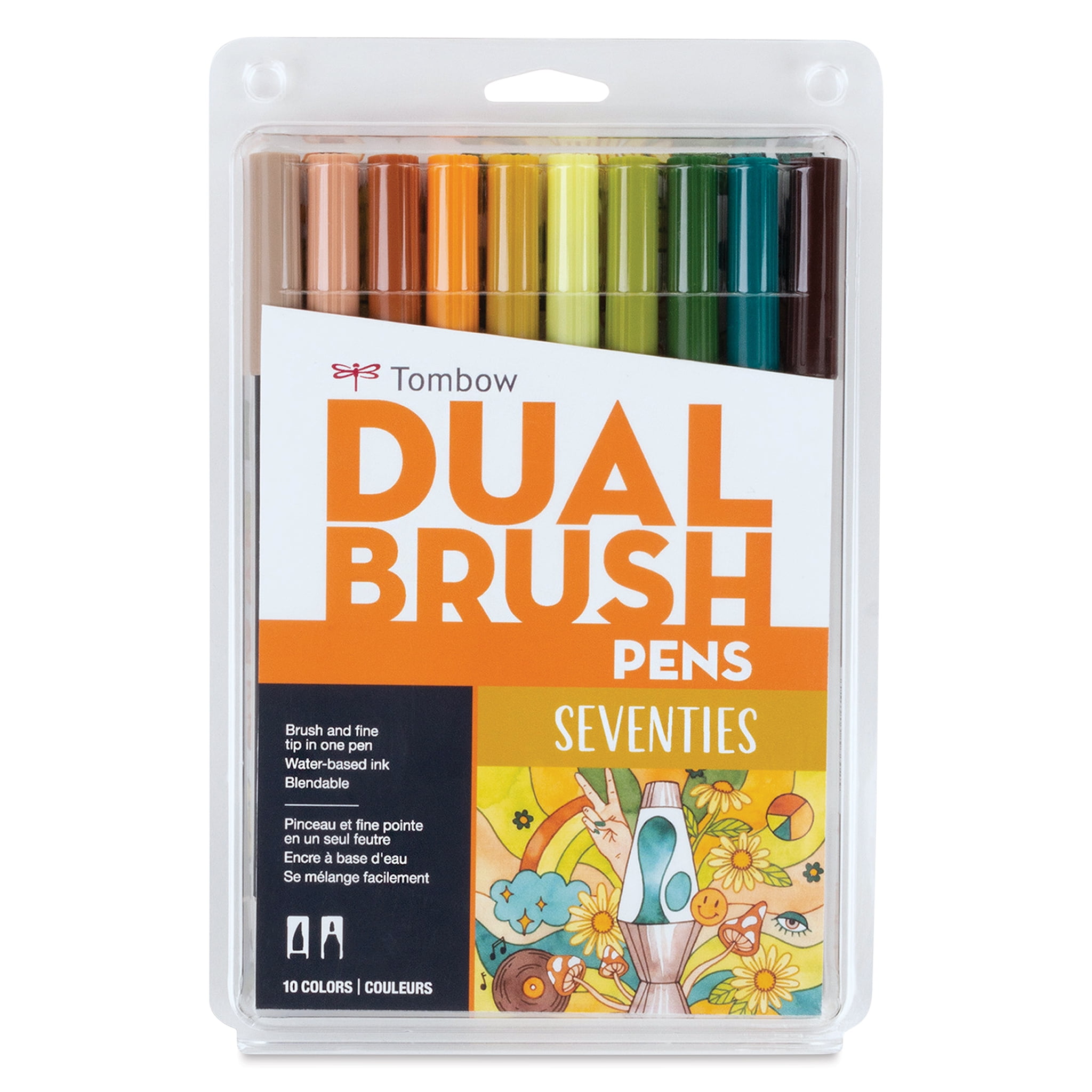 Tombow Dual Brush Pens - Seventies Colors, Set of 10 