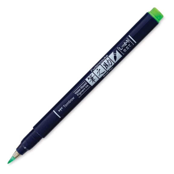 Tombow Fudenosuke Brush Pen - Green Neon, Hard Tip
