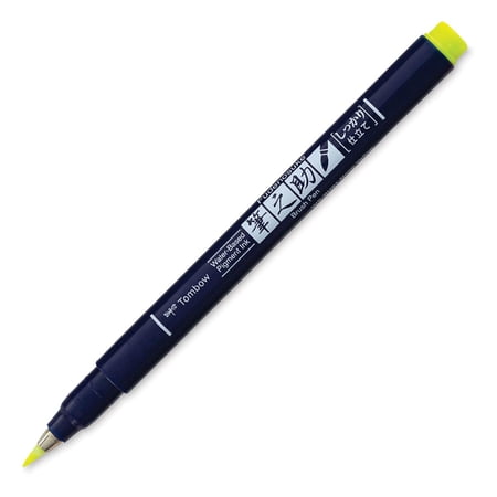Tombow Fudenosuke Brush Pen - Yellow Neon, Hard Tip
