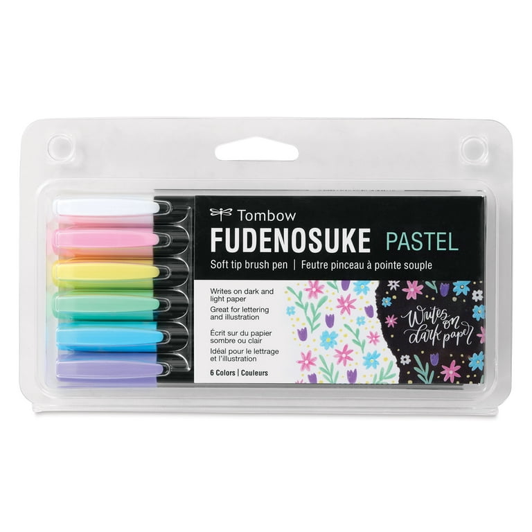 Tombow Fudenosuke Brush Pens - Set of 6, Pastel Colors 