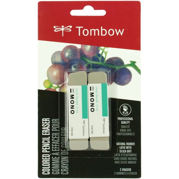Tombow MONO Pencil & Pen Sand Eraser, Grey, 2 Count