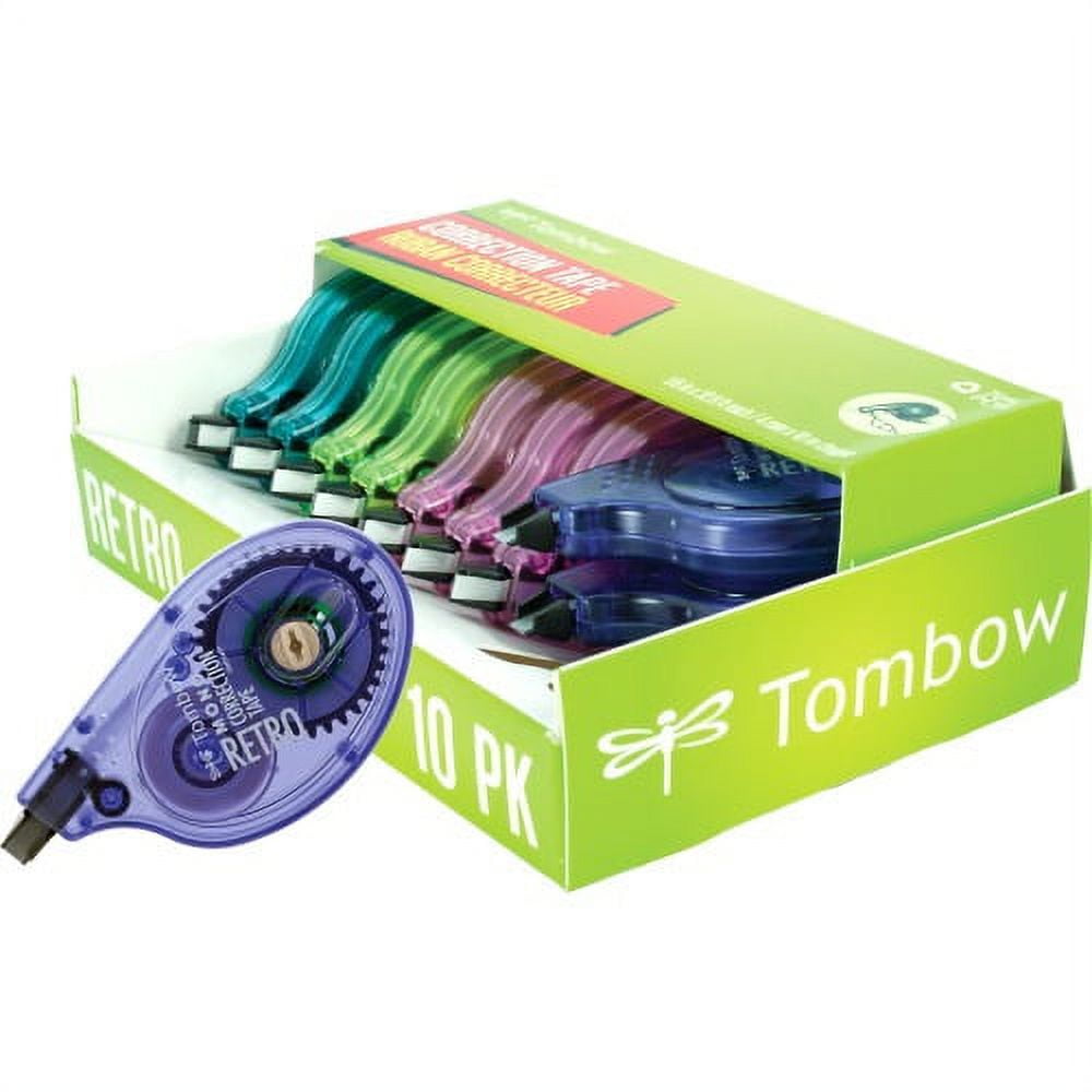 Tombow MONO Grip Top-Action Correction Tape, Black/Blue/Pink/Purple, 1/5 x  394, 4/Pk (68762)