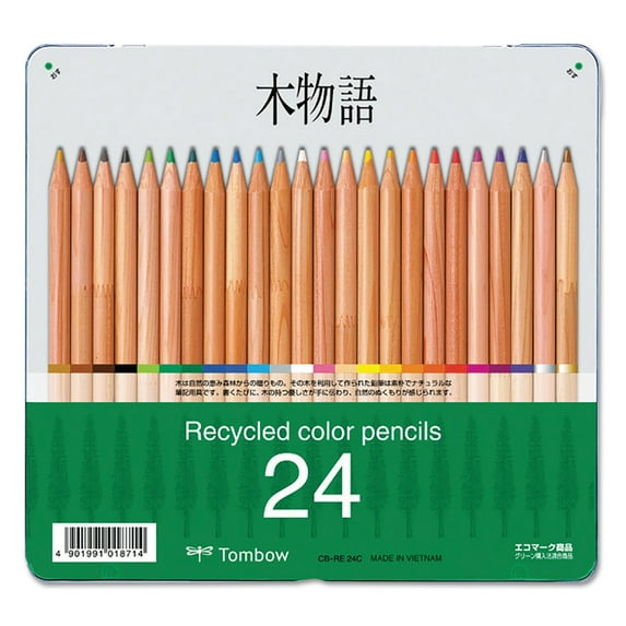 Tombow Recycled Colored Pencils, Natural Wood, Recycled Cedar, Artist Quality, 24/ST