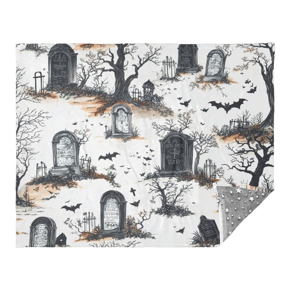 Tombstone 70x55in Flannel Throw Blanket, Double Sided, Soft and Cozy, Glow in the Dark