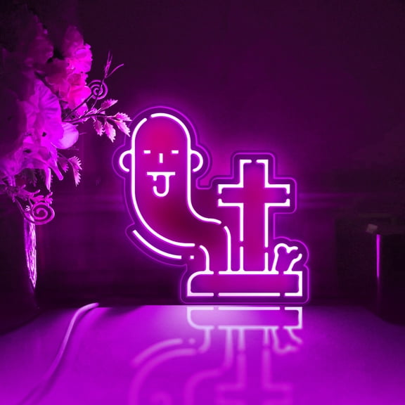 Tombstone And Ghost Led Light Box, Dimmable Neon-Like Light Signs USB Power for Wall Decor Bedroom Decoration, RGB Light (WxH) 6"x6"