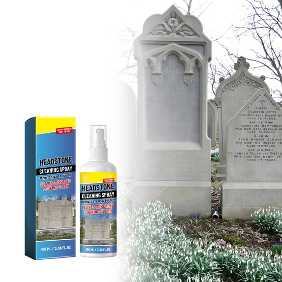 Tombstone Cleaner for Granite & Concrete – 100ml Gravestone Stain Remover for All Stone Types